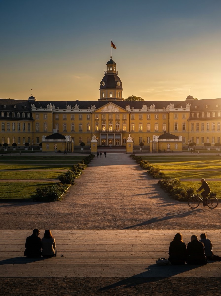 Karlsruher Schloss bei Sonnenuntergang